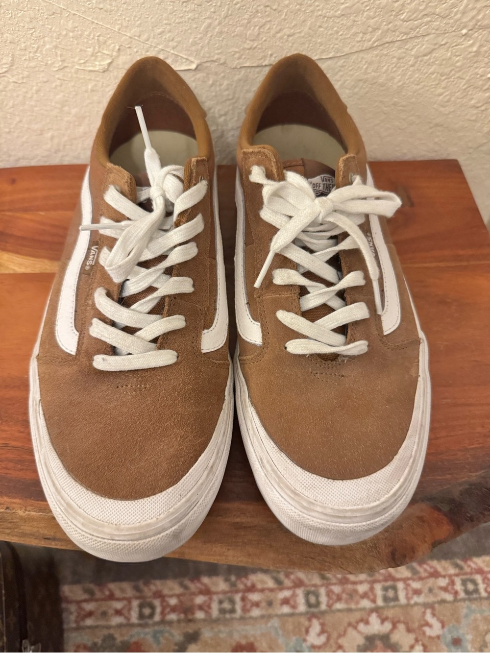 Vans Men’s Old Skool Suede Sneakers in Tan and White
